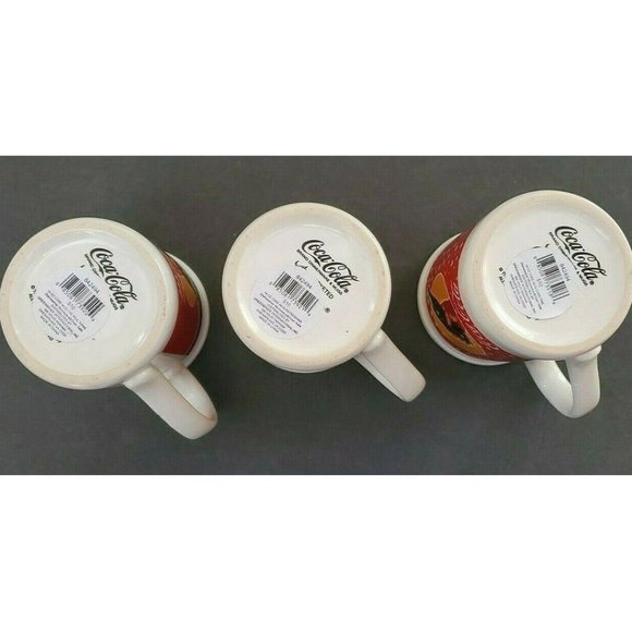 Coca Cola Mug Cups 14 oz, NWT The Real Thing Set of 3 Microwave Dishwasher Safe - Picture 6 of 13